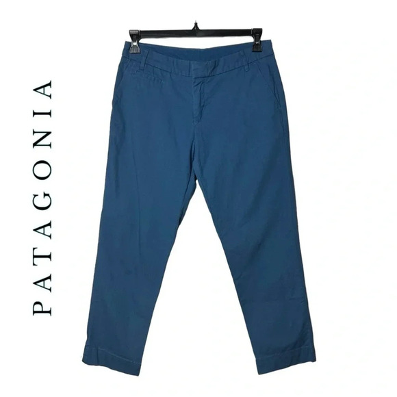 1549. PATAGONIA ORGANIC COTTON TWILL STRAIGHT CHINO PANTS SIZE 8 LIGHT BLUE‎ - Picture 1 of 9